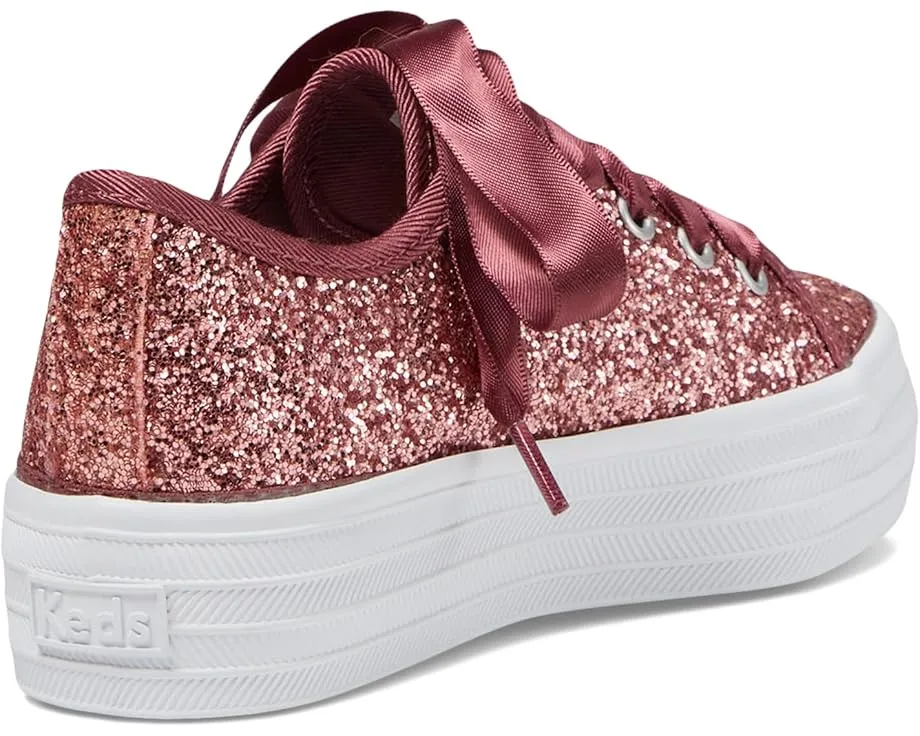 Детские кроссовки Keds Triple UP Glitter Celebrations с блестками и стопкой