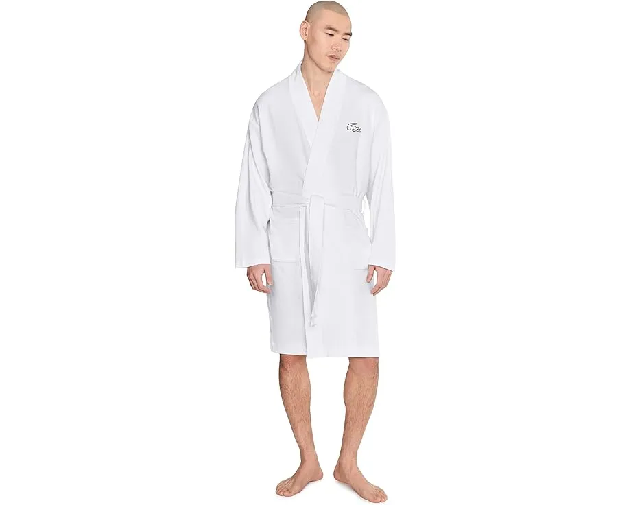 Халат Lacoste из вафельной ткани с вышитым крокодилом