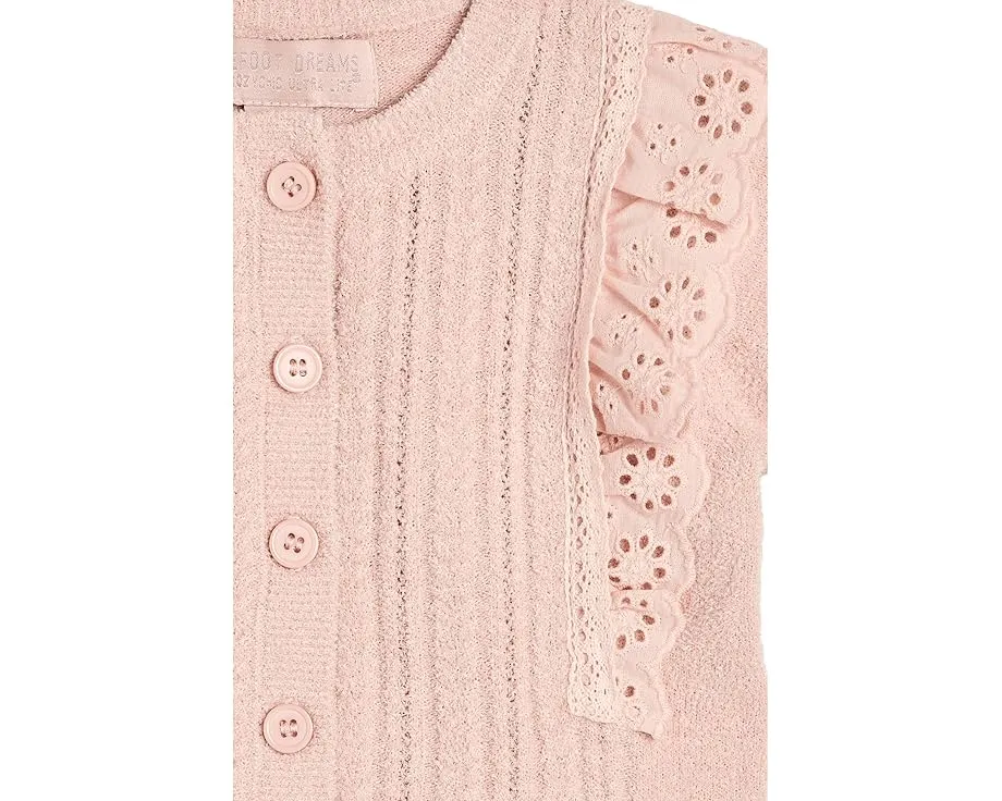 Детский комплект Barefoot Dreams Kids CozyChic Ultra Lite с оборкой из хлопкового гипюра