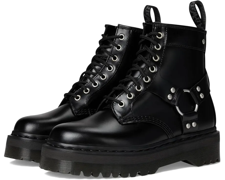 Ботинки Dr. Martens 1460 Quad Harness с 8 люверсами из глянцевой кожи и контрастной фурнитурой