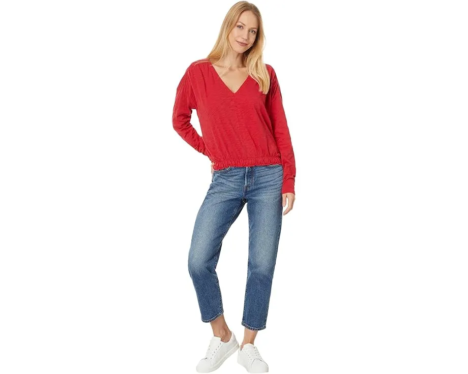 Elastic Hem Easy V-Neck