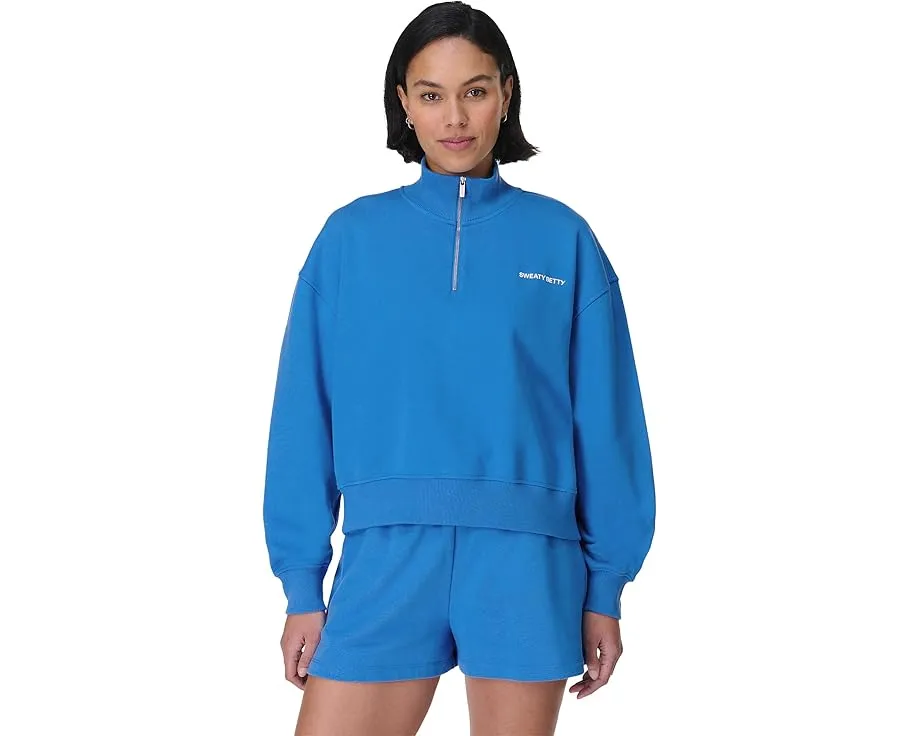 Sweaty Betty Полузипованный кроп-свитшот Revive из хлопка