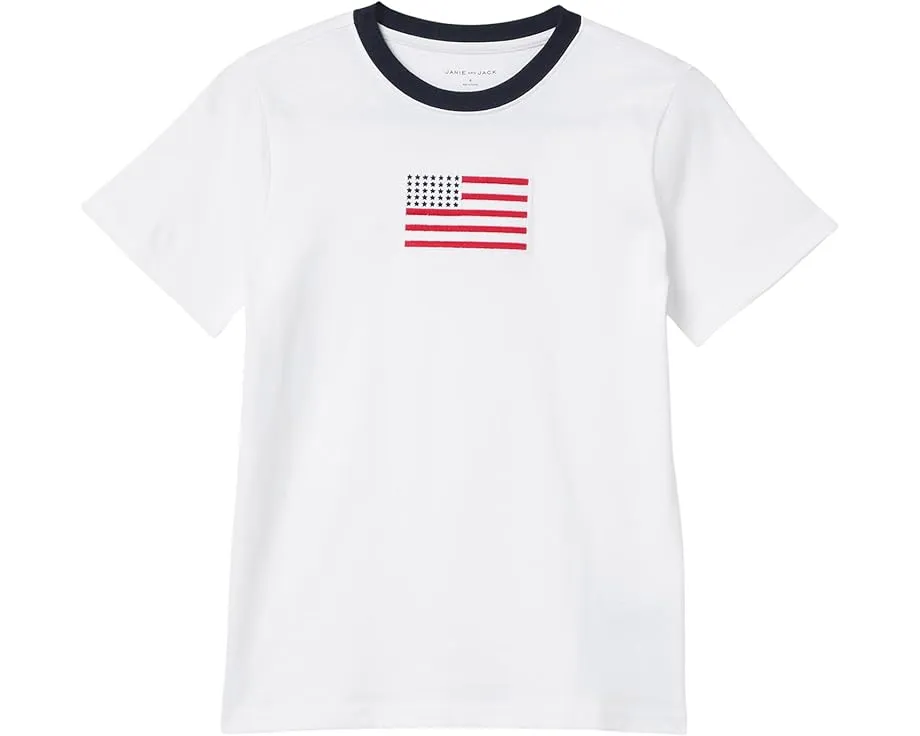 Janie and Jack футболка с флагом и контрастной окантовкой