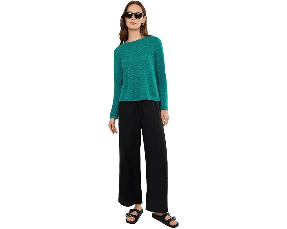 Свитер Eileen Fisher с круглой горловиной из смеси органического льна и хлопка
