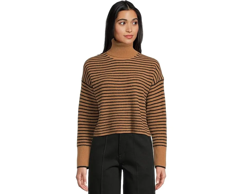 Свитер Madewell Pine Stripe Wool Waffle Stripe с воротником-водолазкой и рельефным узором