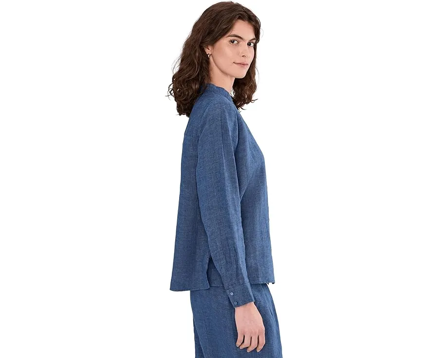Блуза Eileen Fisher с воротником-стойкой из выстиранного органического льна
