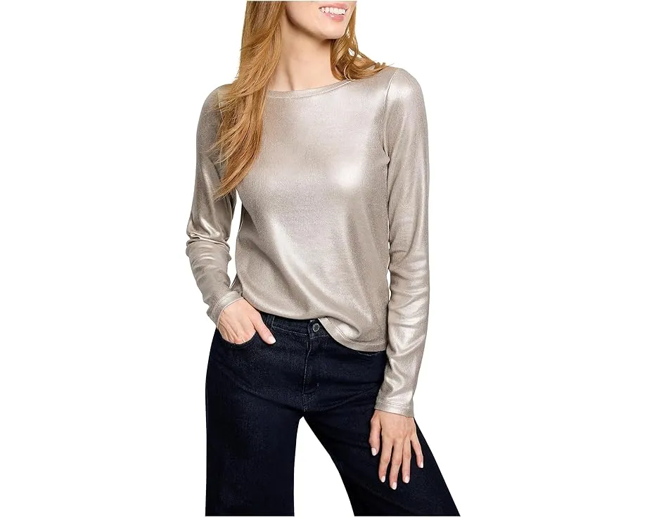 Футболка NIC+ZOE с лодочкой и глянцевой резинкой для утонченного образа