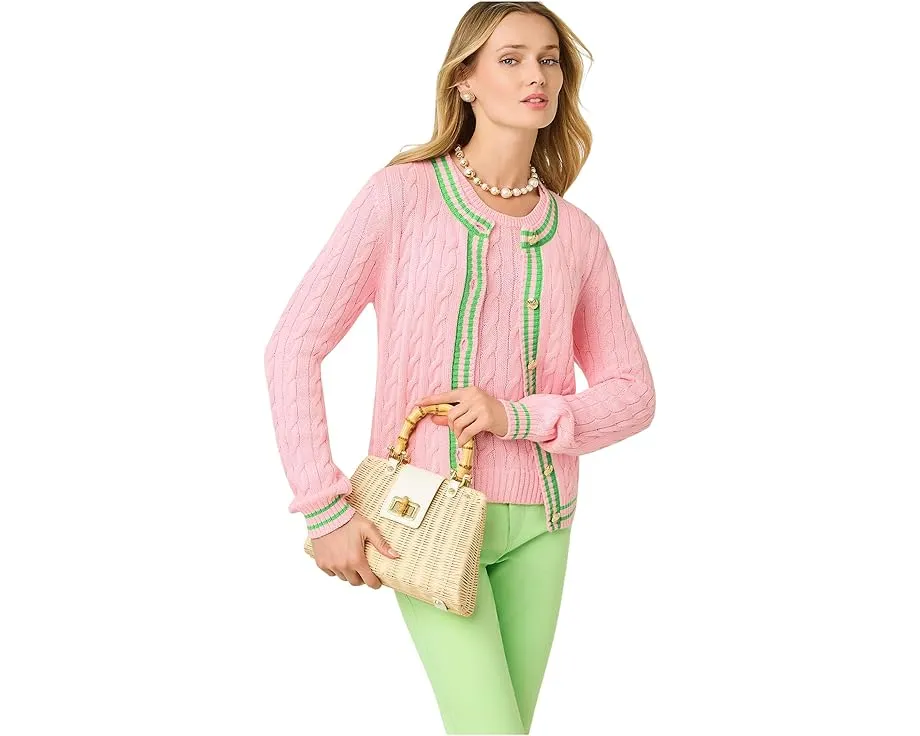 Кардиган с круглой горловиной Lilly Pulitzer Brockton в рубчик с полосками