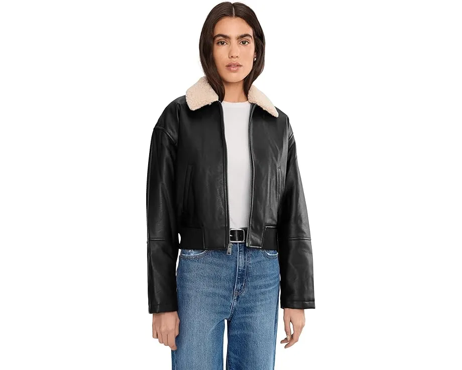 Куртка-бомбер Levi's из искусственной кожи с воротником из шерпи