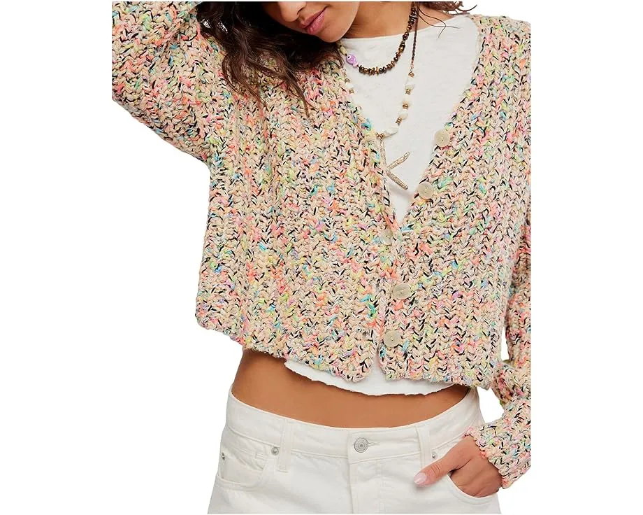 Free People Кардиган Flea Market Cardi укороченный с V-образным вырезом