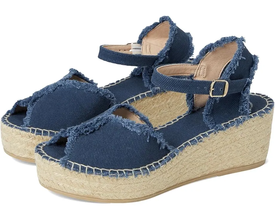 Сандалии Toni Pons Isaura из хлопка с бахромой на клиновидном каблуке