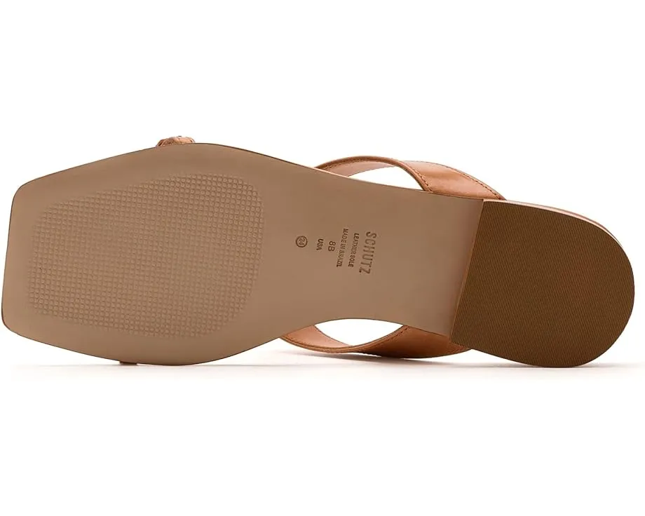 Schutz Плоские сандалии Tana Flat с квадратным носком и кожаной подкладкой