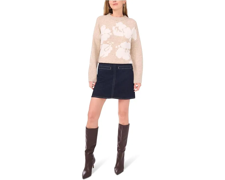 Свитер с круглым вырезом и цветочным мотивом Vince Camuto