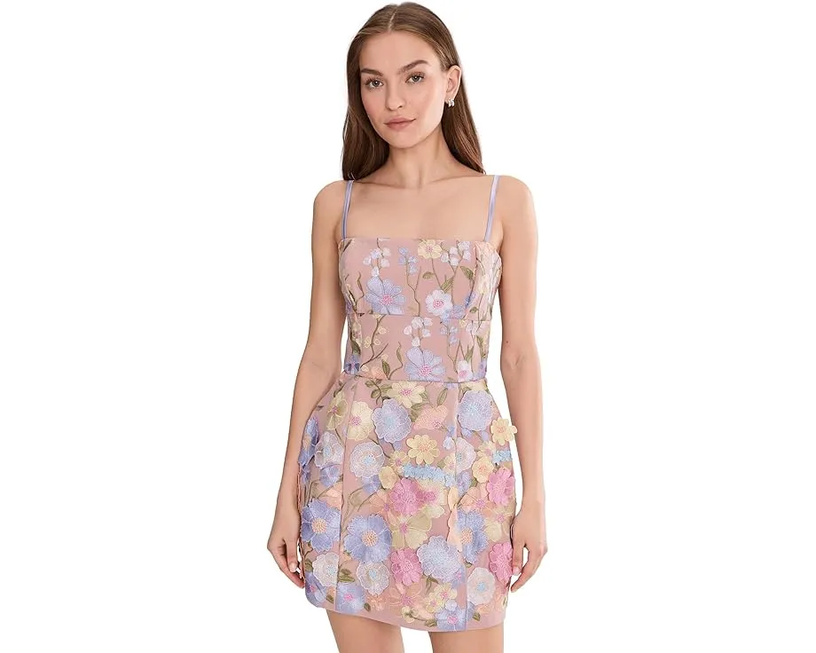 Мини-платье Avec Les Filles с 3D цветами и силуэтом абажура