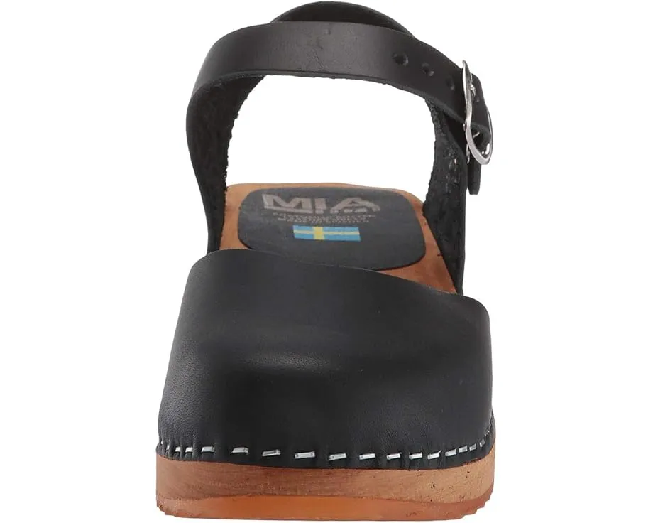 Кожаные сабо MIA Sofia с деревянной платформой и ремешком на щиколотке