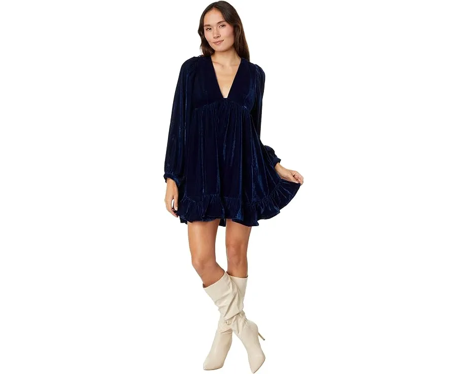 Мини платье из вельвета Free People Estella с V-образным вырезом