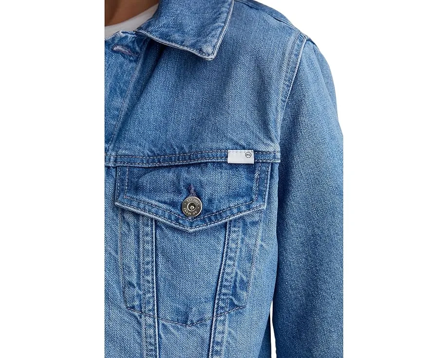 Короткая куртка-косуха Isa Cropped Trucker от AG Jeans из хлопка с регулируемым поясом