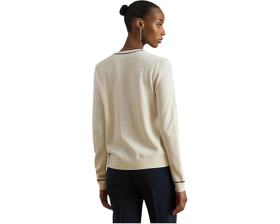 Кардиган Lauren Ralph Lauren Petite двухцветный из хлопка и модала на пуговицах