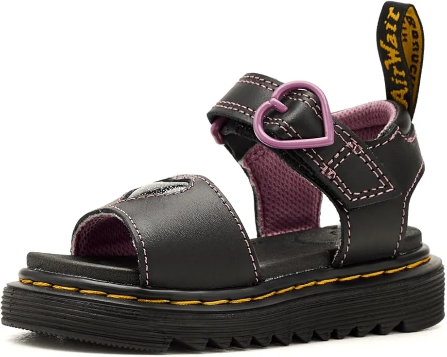 Сандалии Dr. Martens Marlowe Hearts II T для малышей с блестящим сердцем и липучкой