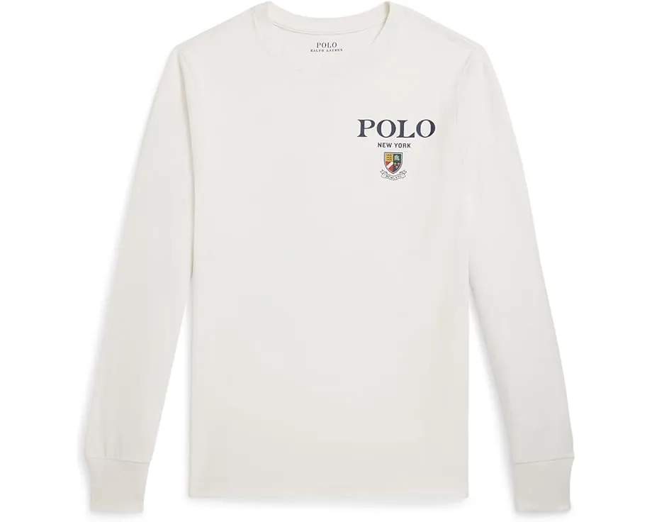 Хлопковая футболка Polo Ralph Lauren Kids с длинным рукавом и принтом для детей постарше