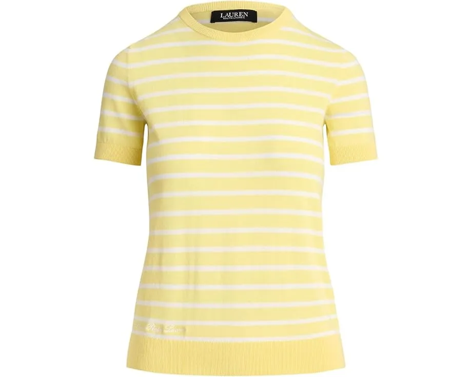 Striped Cotton Short-Sleeve Sweater