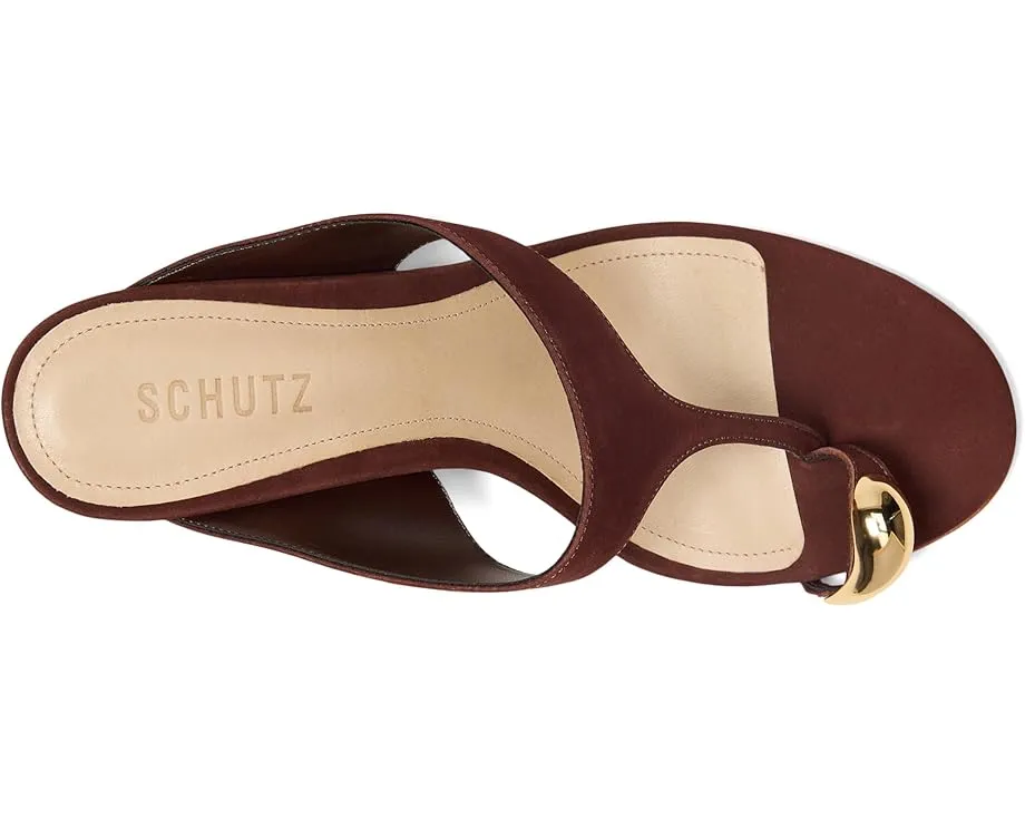 Сандалии Schutz Maisie на скульптурном каблуке с золотым акцентом на носке