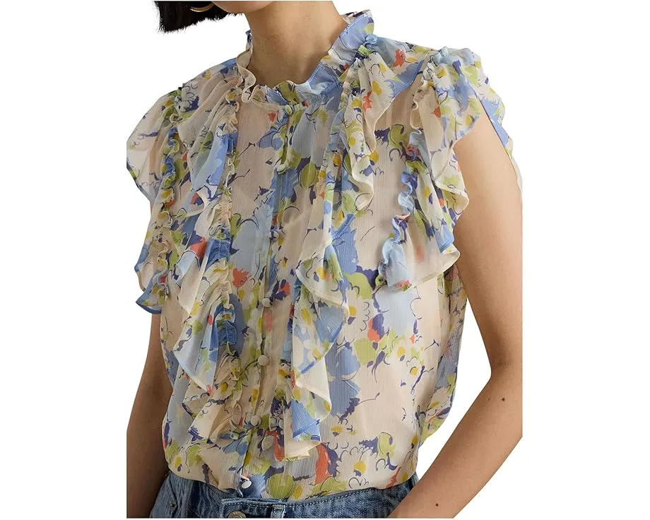Блузка Lauren Ralph Lauren с цветочным принтом и отделкой рюшами