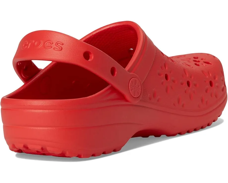 Классические сабо Crocs с ажурным цветочным дизайном и вентиляционными отверстиями