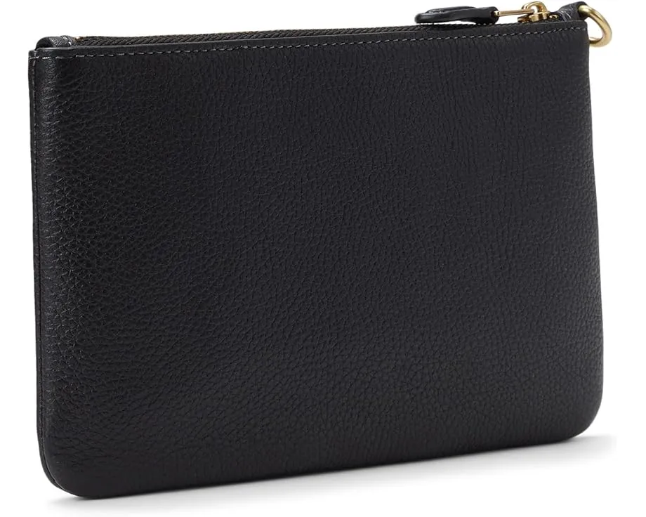 Маленький кошелек на запястье COACH Polished Pebble из кожи