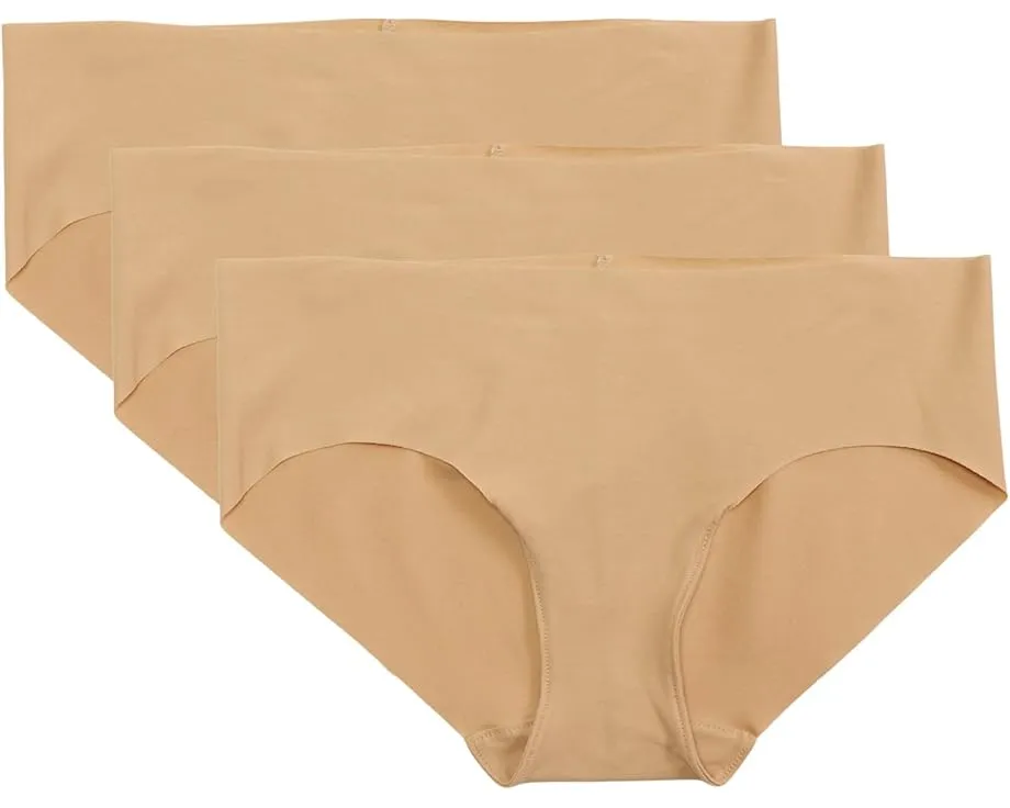 Набор Commando из 3 хлопковых бикини с необработанным краем и 4 way stretch