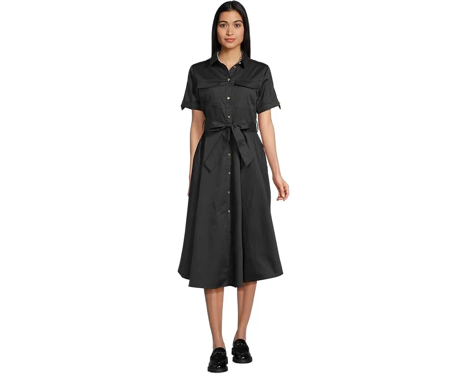 Платье миди Barbour Ivy из хлопкового сатина с погонами и поясом
