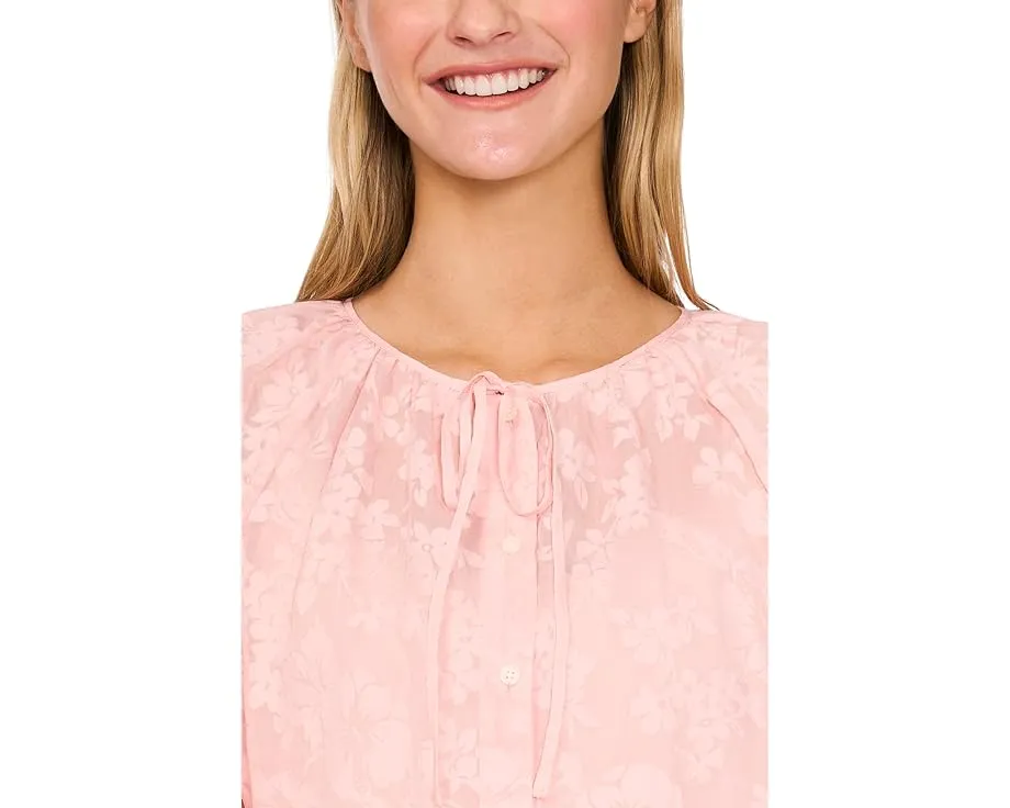 Топ CeCe с пуффовыми рукавами и завязкой спереди из креп-жоржета