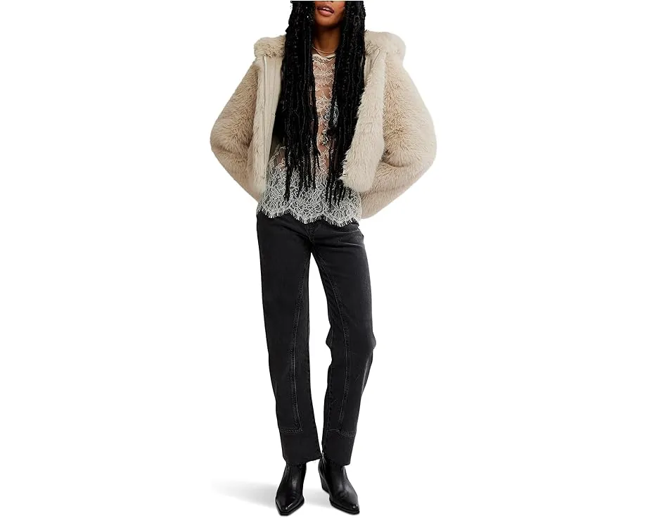 Куртка Free People Louder Please с капюшоном из искусственного меха и укороченным кроем
