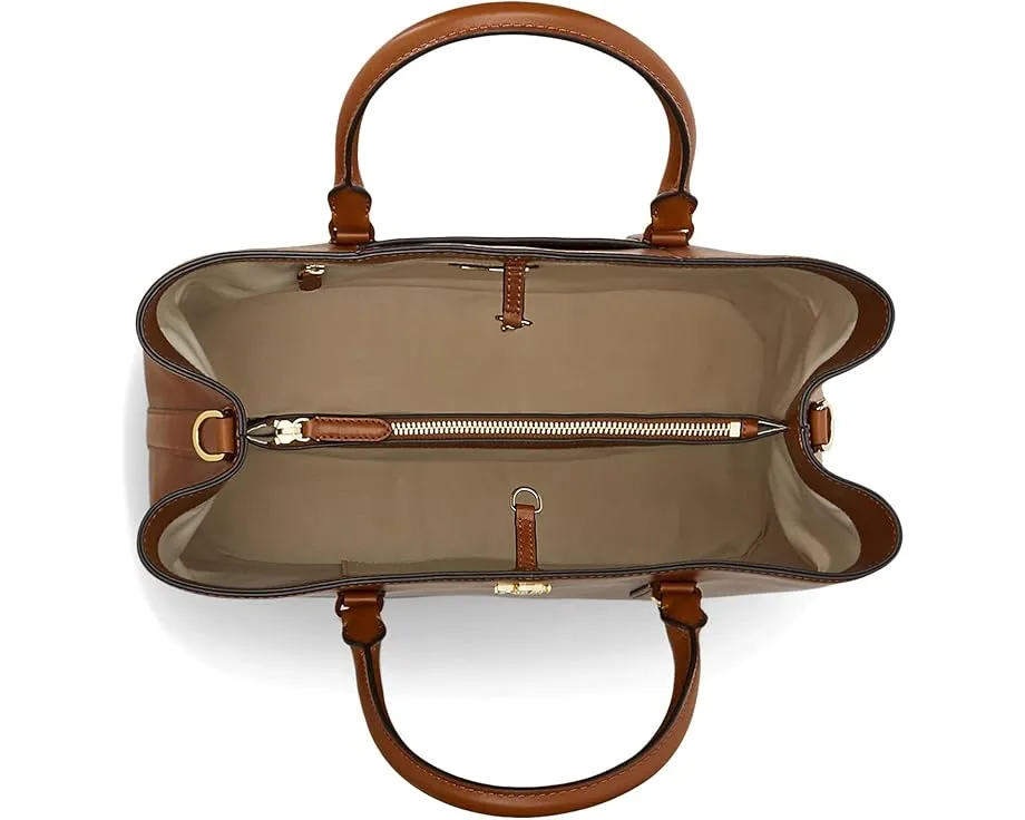 Lauren Ralph Lauren Большая кожаная сумка Marcy с отделением на зажиме и несколькими карманами