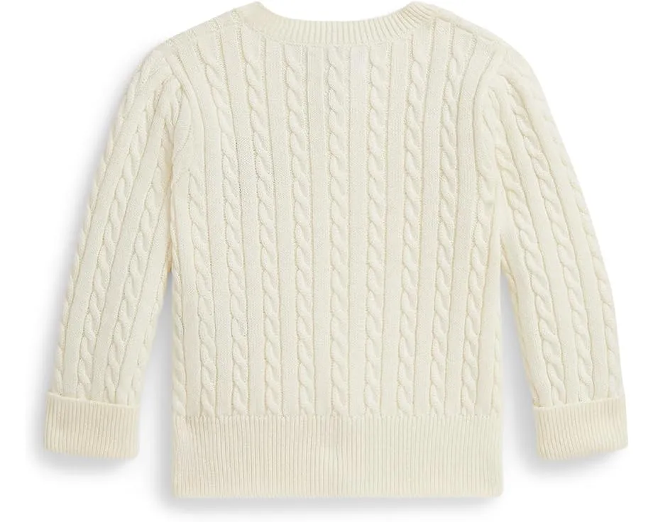 Кардиган с мелкой косой и медвежонком Polo Bear из хлопка Polo Ralph Lauren Kids для младенцев