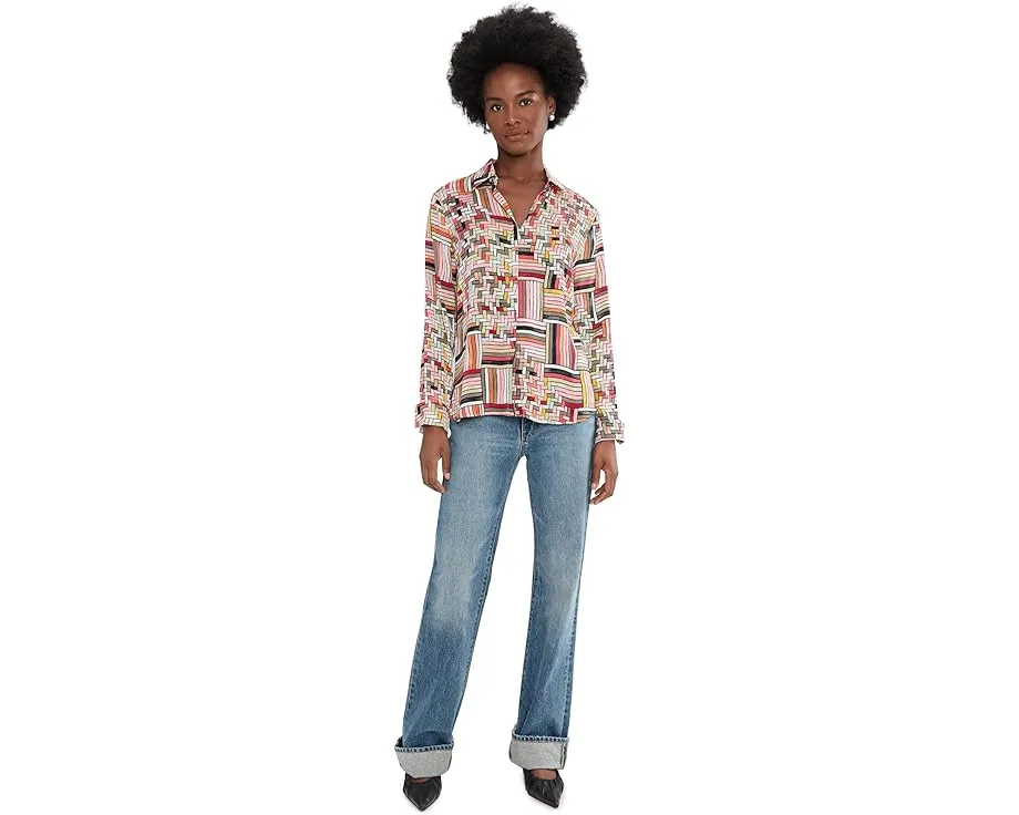 Блуза NIC+ZOE Colorweave с принтом и воротником из переработанного полиэстера