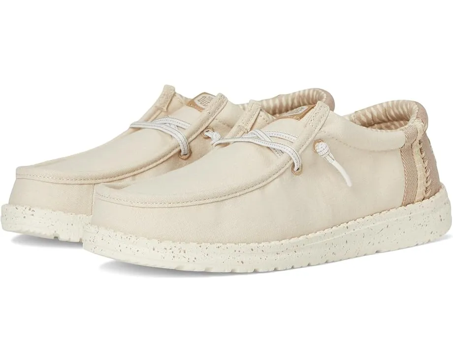 Hey Dude Kids Wally Break Brushed Linen детские слипоны из льна с круглым носком