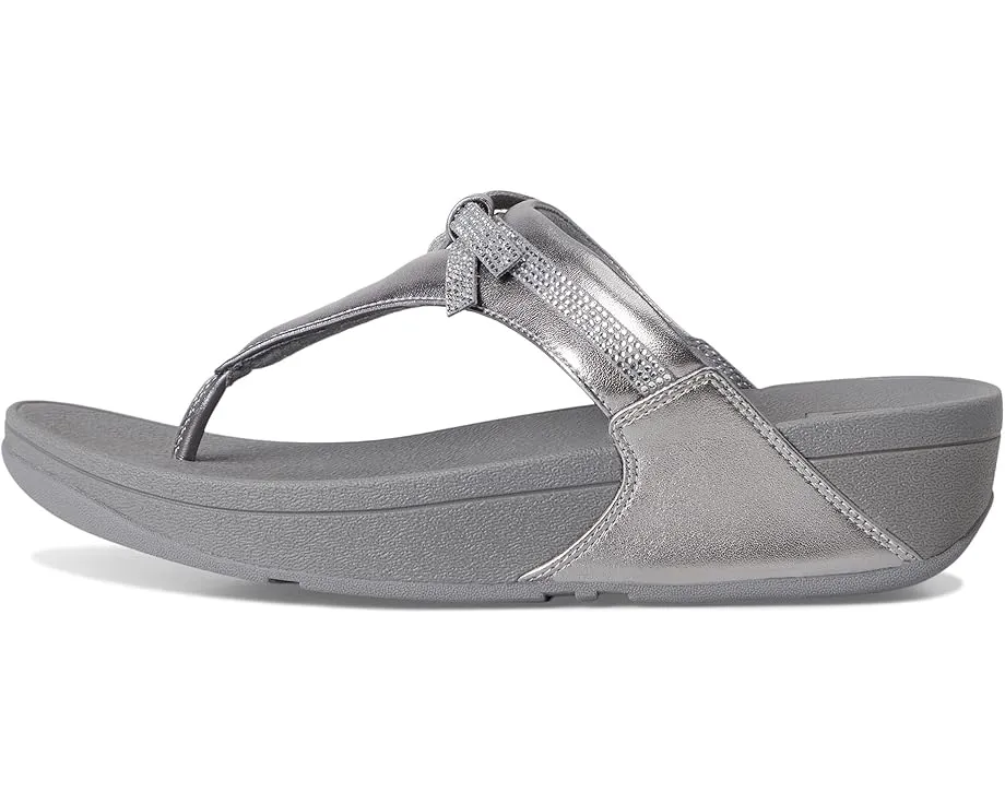 Сандалии FitFlop Lulu Glitz-bow с кожаным верхом и стразовым бантом