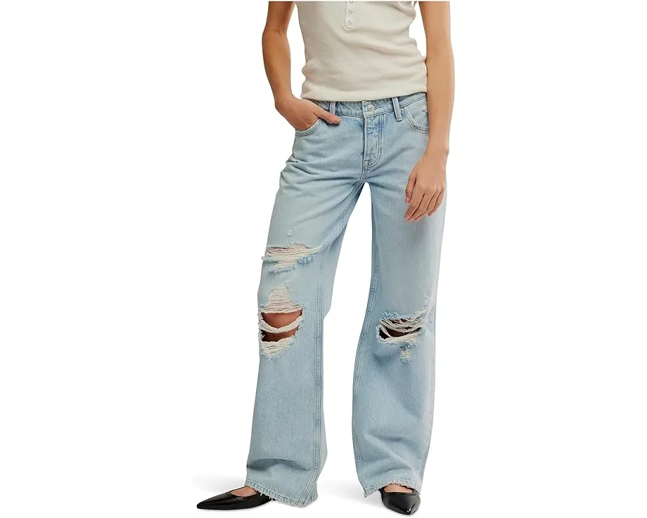 Джинсы Free People Tennessee Low Rise Bf с поясом на шлевках и пятью карманами