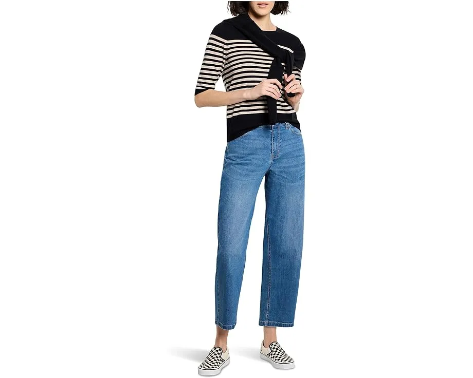 Футболка-свитер NIC+ZOE Petite Stripe из чистого хлопка с круглым вырезом