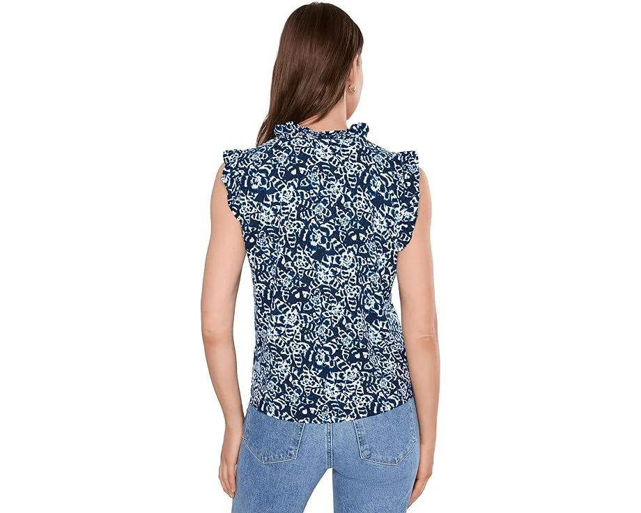 Топ NIC+ZOE Shibori Lilies с рукавом и принтом индиго