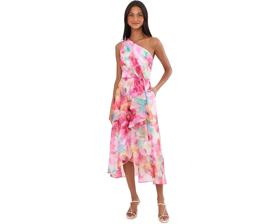 Платье принтованное с асимметричным подолом Adrianna Papell Printed High-Low