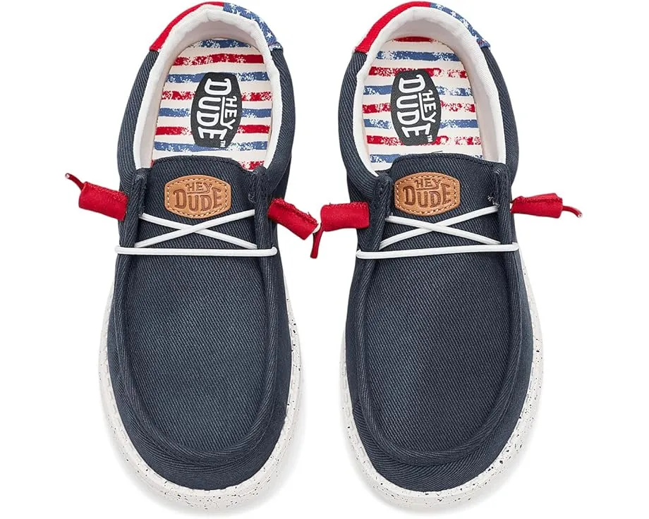 Hey Dude Kids Слипоны Wally Americana с хлопковым верхом и подошвой ЭВА в патриотичном стиле
