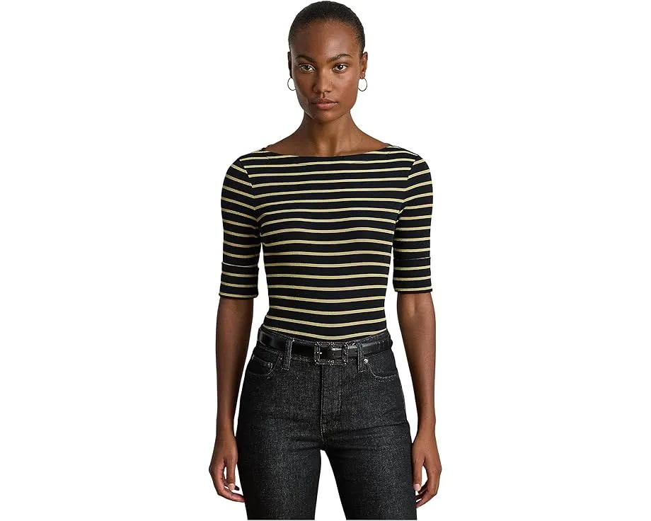 Lauren Ralph Lauren Футболка с лодочкой и металлизированной полосатой отделкой