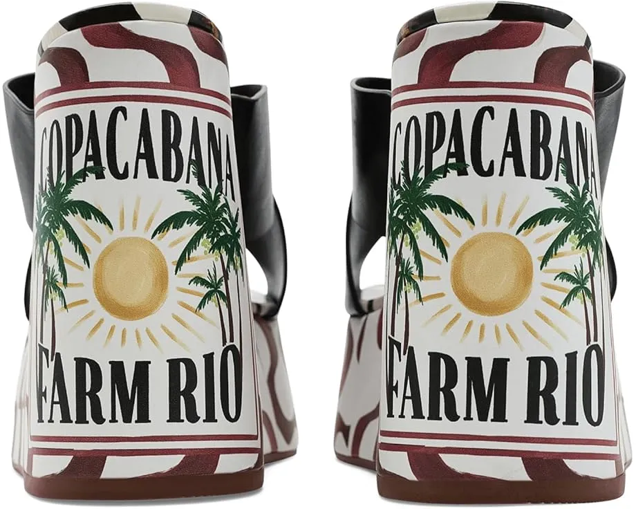 Босоножки-танкетки Copacabana Wedge Sandals от FARM Rio на высоком каблуке из кожи