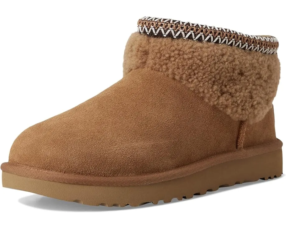 Ботинки UGG Classic Ultra Mini Maxi Curly из кудрявой овчины с тесьмой UGGbraid