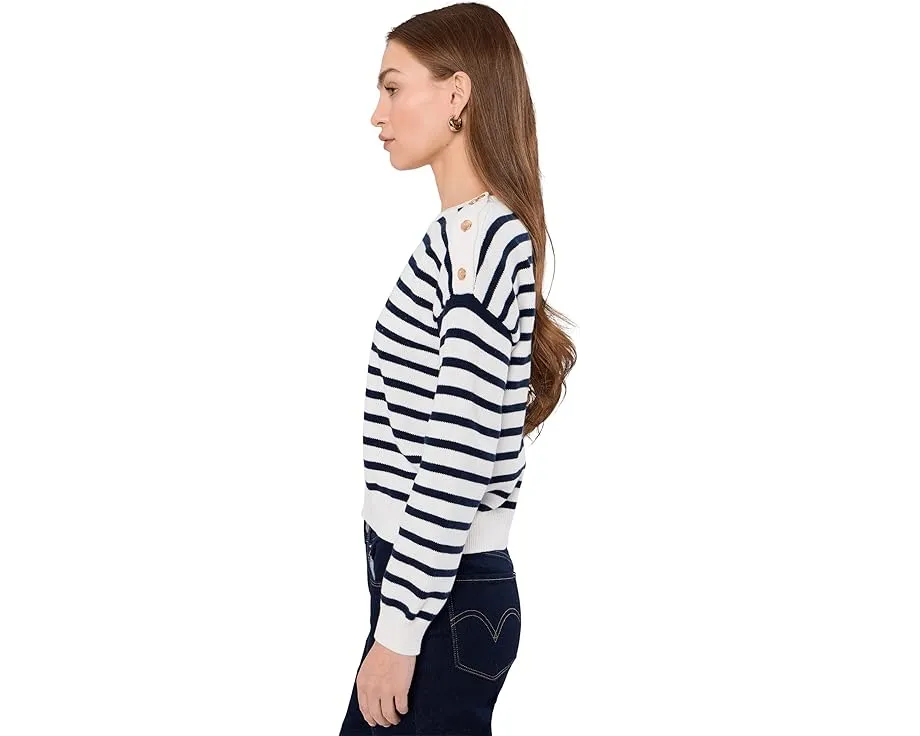 Пуловер Vince Camuto с длинным рукавом в полоску и застежкой на плече