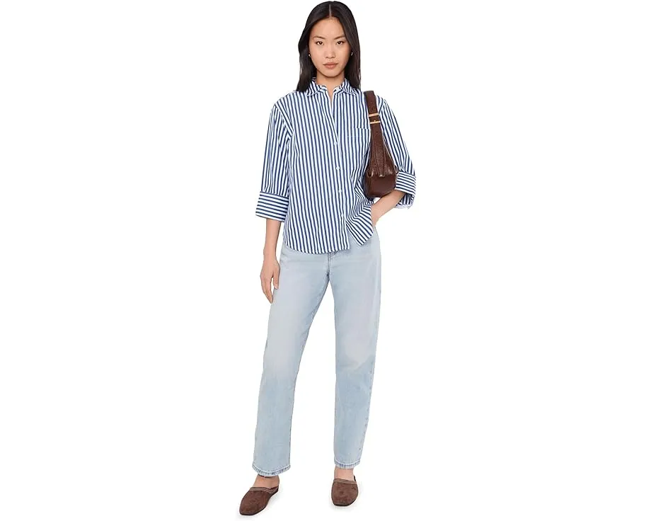 Блуза Madewell Signature Y Neck из поплина с воротником и длинными рукавами