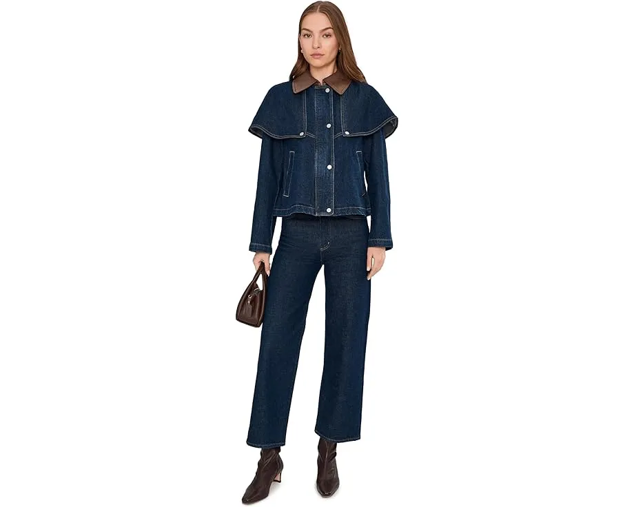 Короткое пальто-накидка Avec Les Filles с кожаными деталями