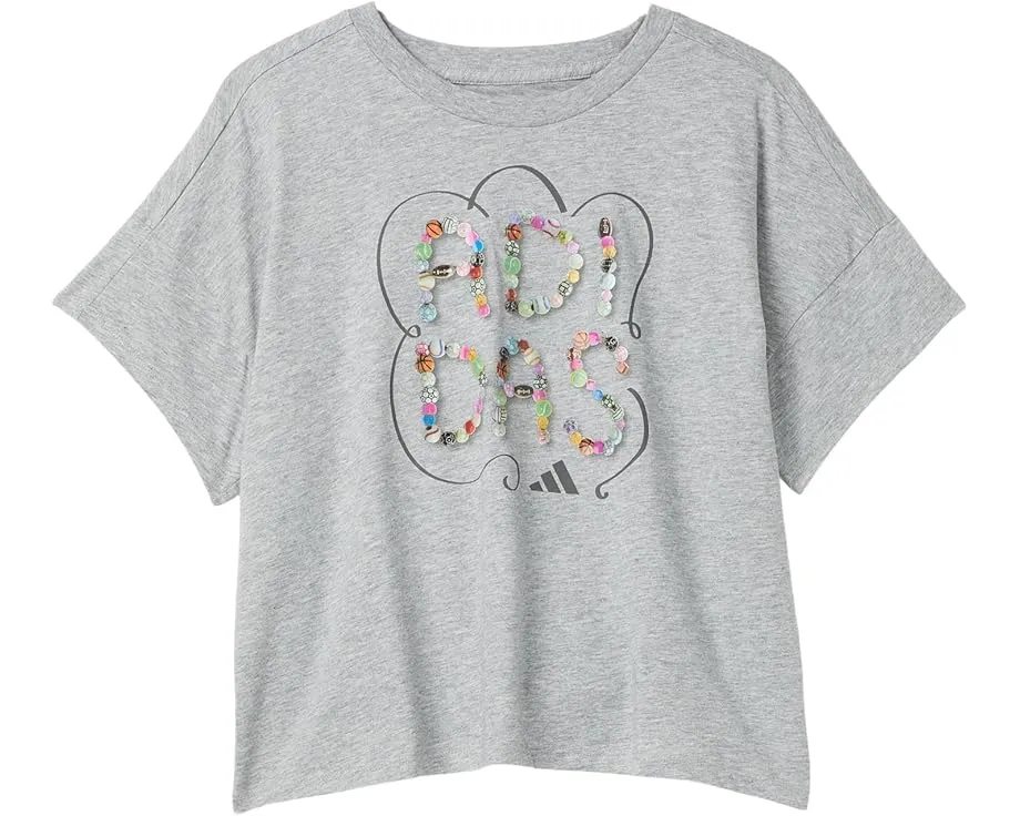 Футболка adidas Kids с принтом и свободным кроем Drop Shoulder из мягкой ткани